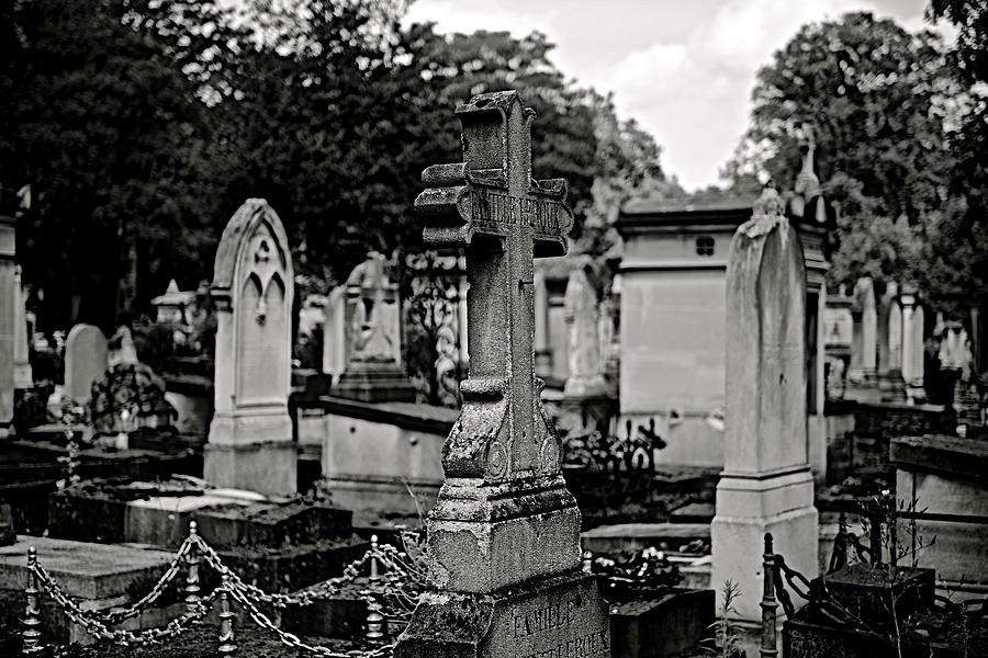 Cemetery Black And White Photograph