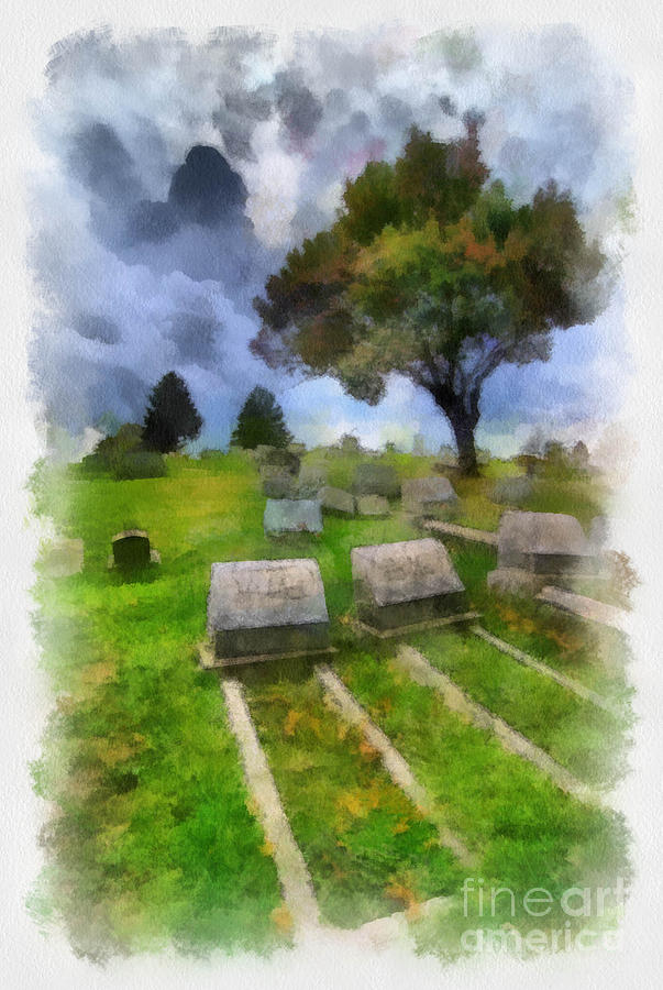 Pittsburgh Digital Art - Cemetery Clouds by Amy Cicconi