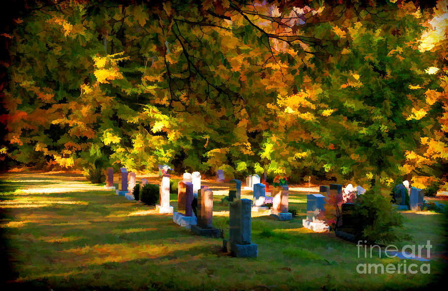 Cemetery in fall Photograph by Les Palenik