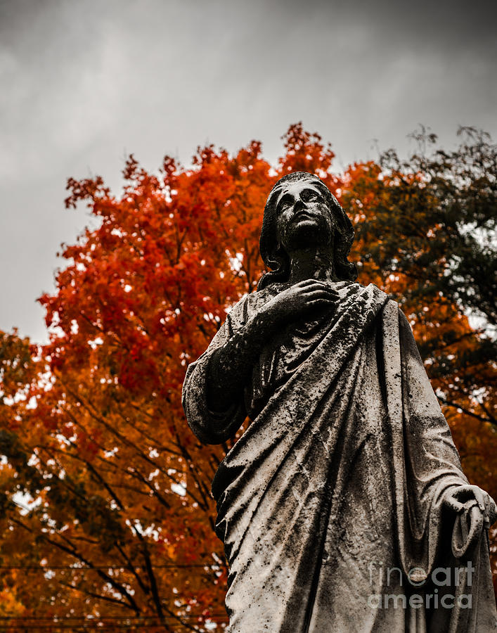 Cemetery Photograph - Cemetery in Fall by Sonja Quintero
