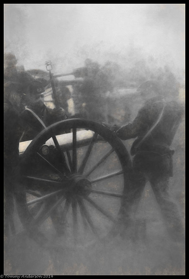Gettysburg National Park Digital Art - Cemetery Ridge Artillery - Charcoal by Tommy Anderson