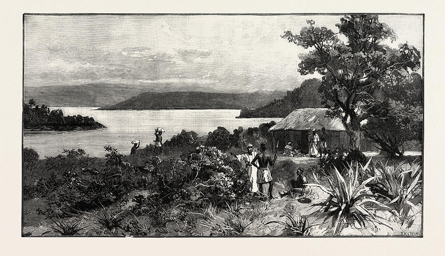 Central Africa, Kavala Island On Lake Tanganyika, Engraving Drawing by ...