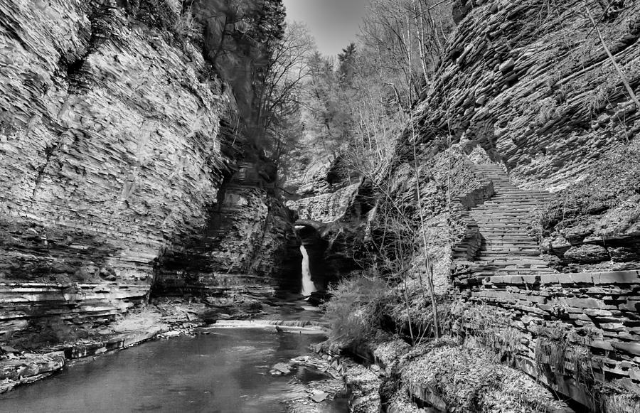Central Cascade Black and White Photograph by Joshua House