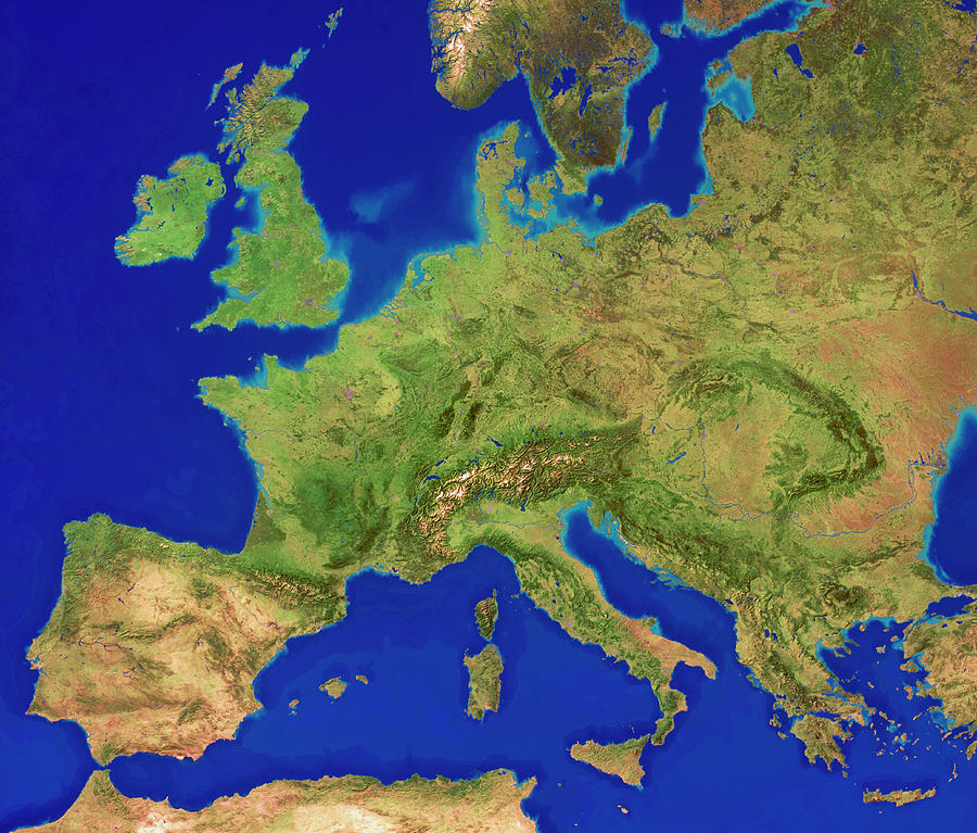 Central Europe Photograph by Planetary Visions Ltd/science Photo Library