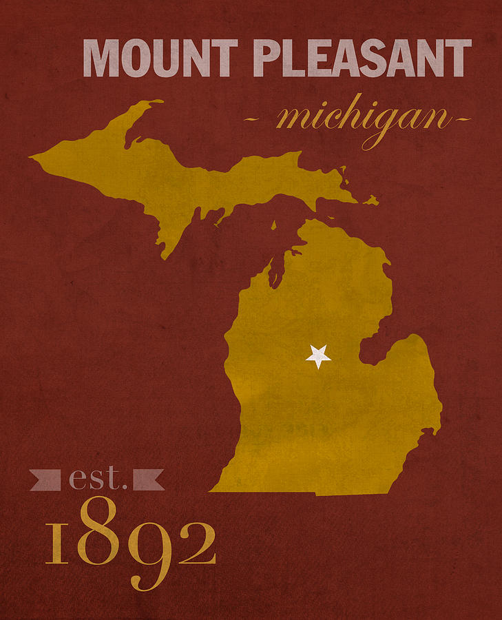 Map Mixed Media - Central Michigan University Chippewas Mount Pleasant College Town State Map Poster Series No 028 by Design Turnpike