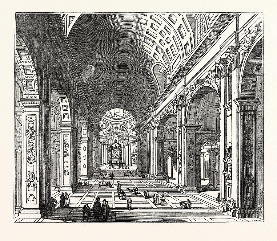 Central Nave Of St Drawing by English School - Fine Art America