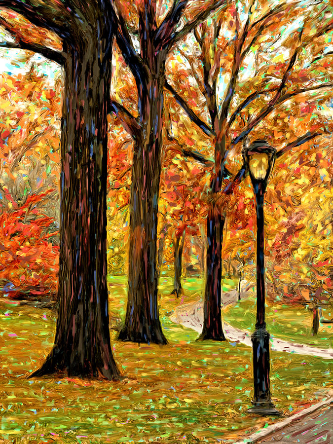 Central Park in the Fall Painting by Michael Pickett