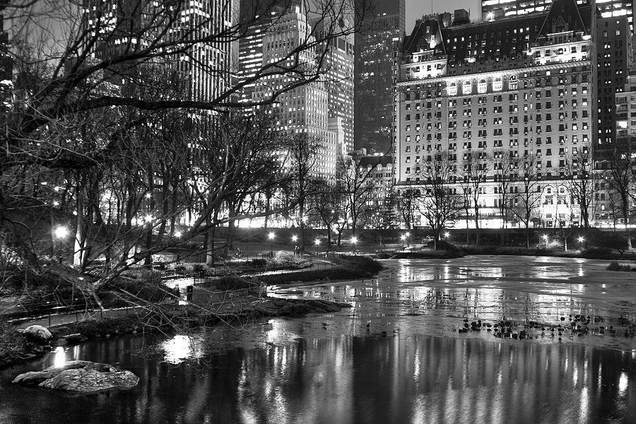 New York City Photograph - Central Park Lake Night by Dave Beckerman