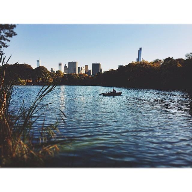 Sunset Photograph - #central Park #pond #rowboat #sunset by Jessica Spring Harmston