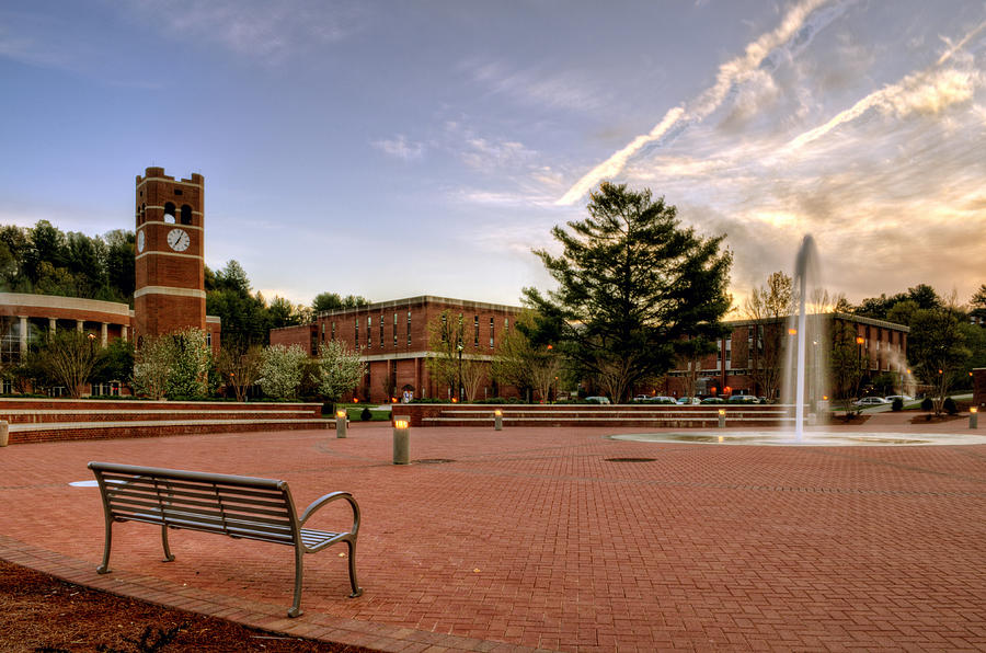 Western Carolina University Photograph - Central Plaza Bench at WCU by Greg and Chrystal Mimbs
