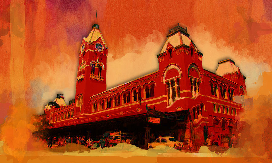 Railway Station Digital Art - Central Railway Station by Siron Jee