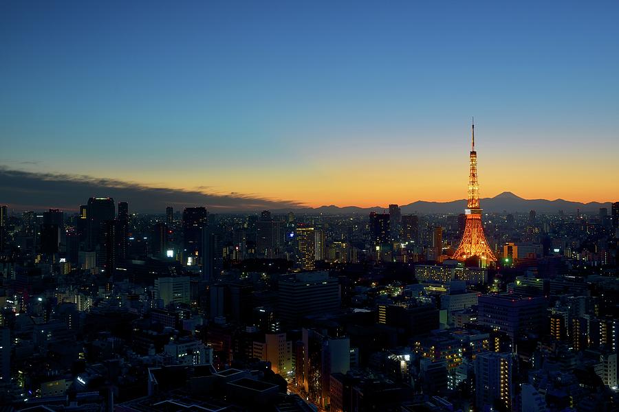Central Tokyo View At Sunset Photograph by Vladimir Zakharov