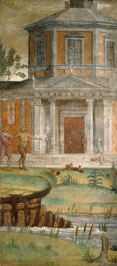 Cephalus and Pan at the Temple of Diana Painting by Bernardino Luini