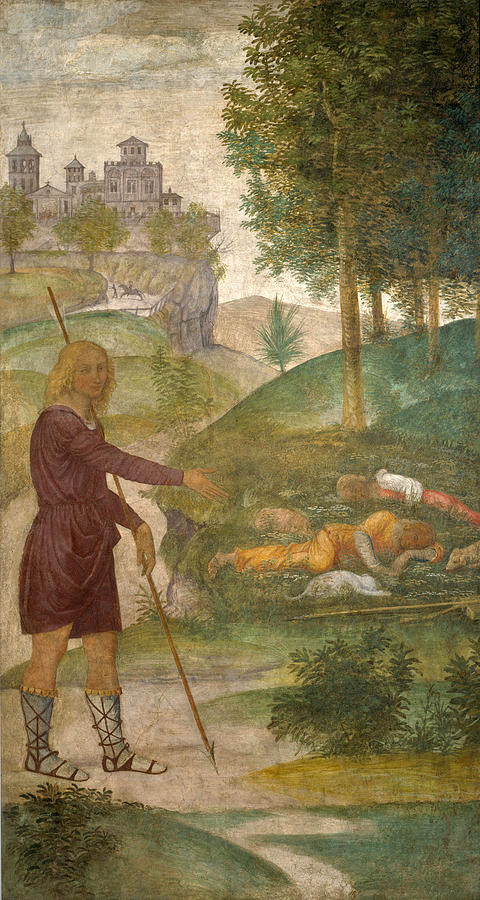 Bernardino Luini Painting - Cephalus and the Nymphs by Bernardino Luini