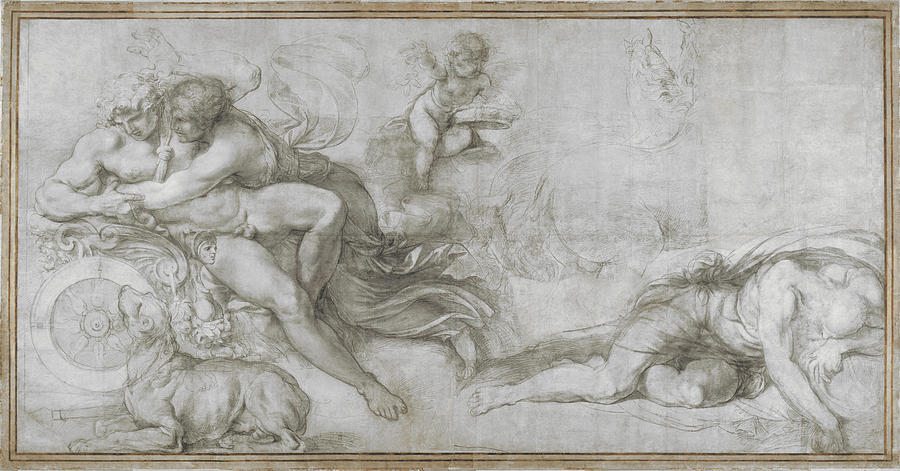 Cephalus carried off by Aurora in her Chariot Drawing by Agostino Carracci