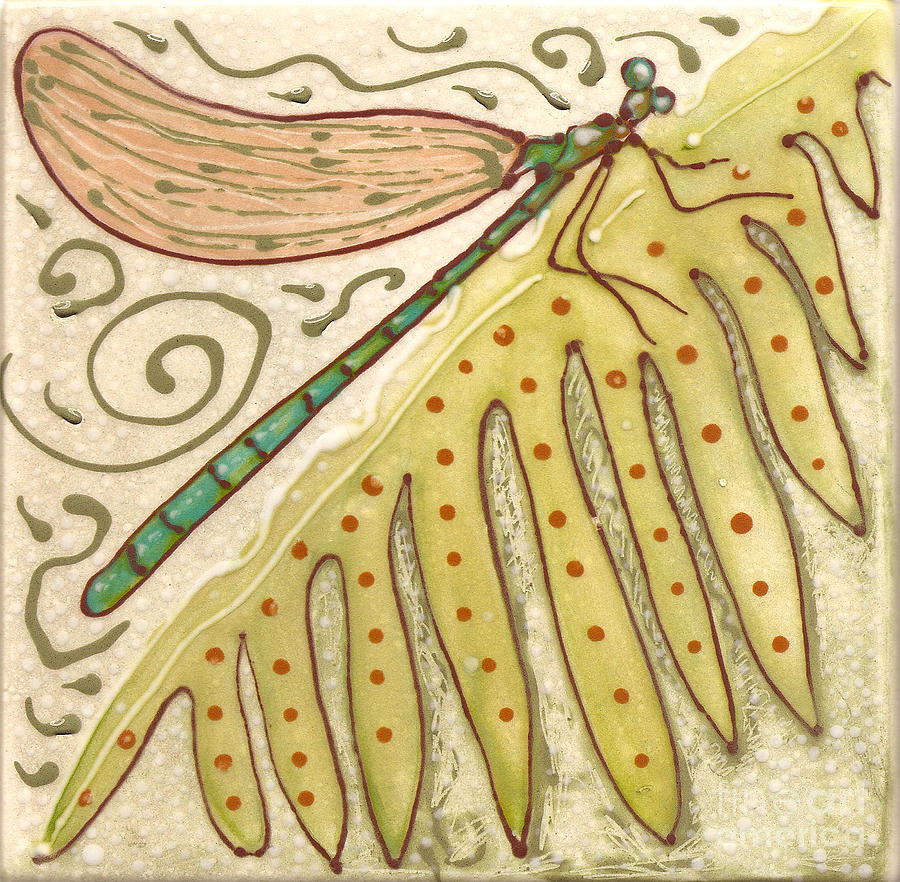 Ceramic Dragonfly Painting by Anna Skaradzinska