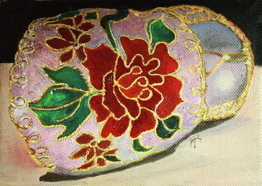Ceramic shoe Painting by Nila Jane Autry