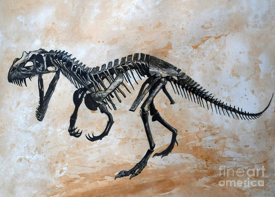 Ceratosaurus Dinosaur Skeleton Digital Art by Harm Plat