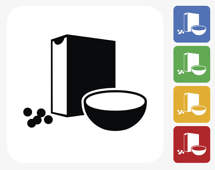 Cereal Icon Flat Graphic Design Drawing by Bubaone