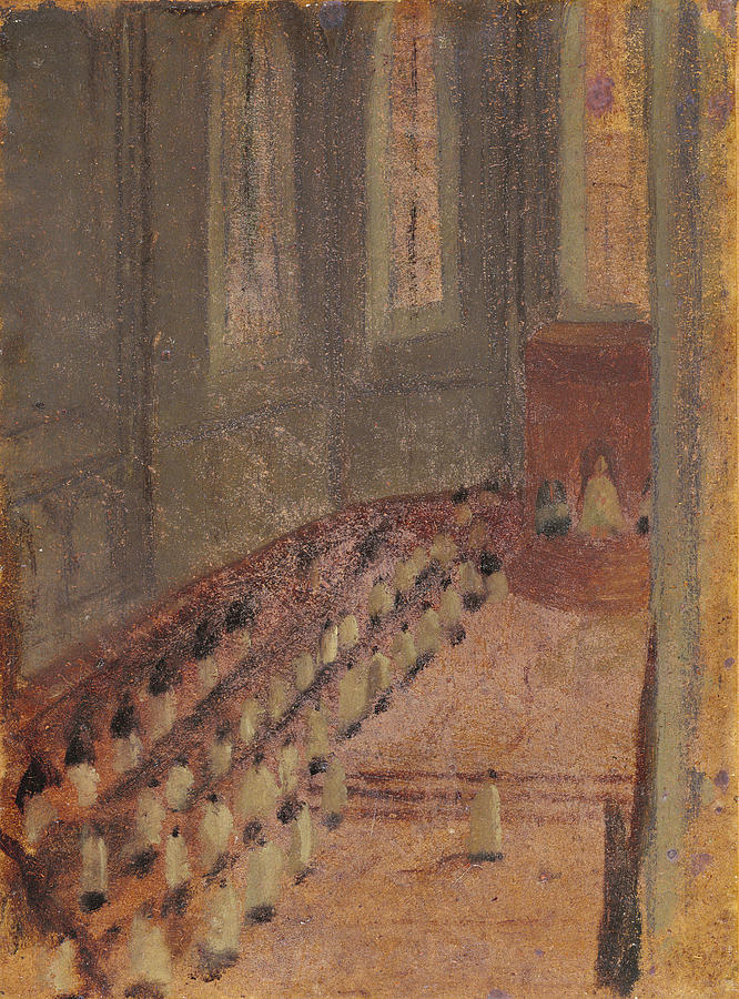 Interior Drawing - Ceremony Of Ordination At Lyon Cathedral by Edgar Degas