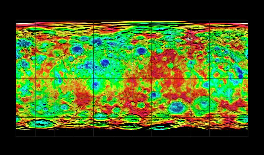 Map Photograph - Ceres Topography by Nasa/jpl-caltech/ucla/mps/dlr/ida