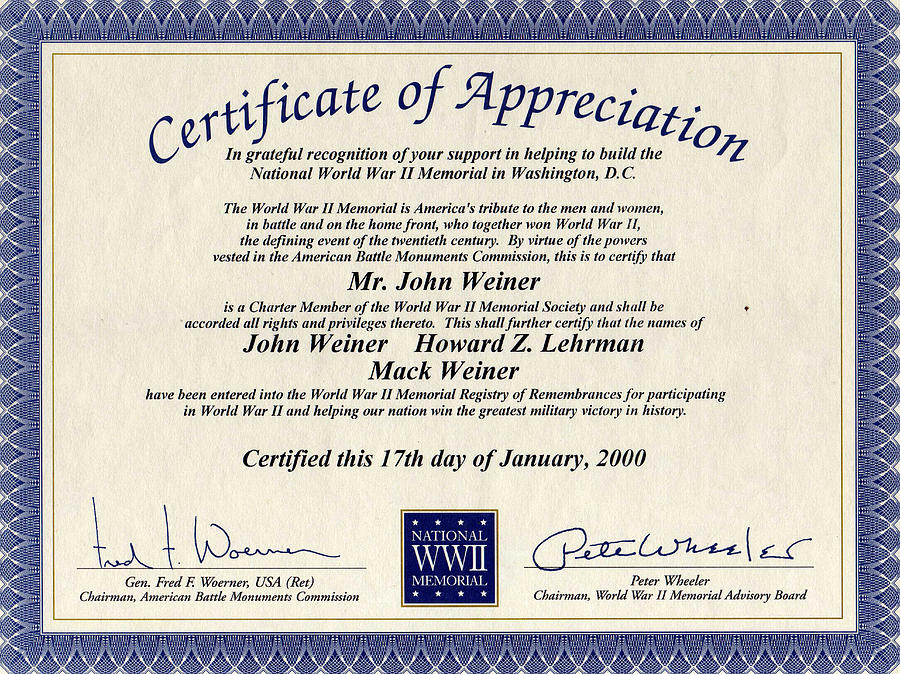 Certificate of Appreciation Photograph by Ericamaxine Price - Fine Art ...