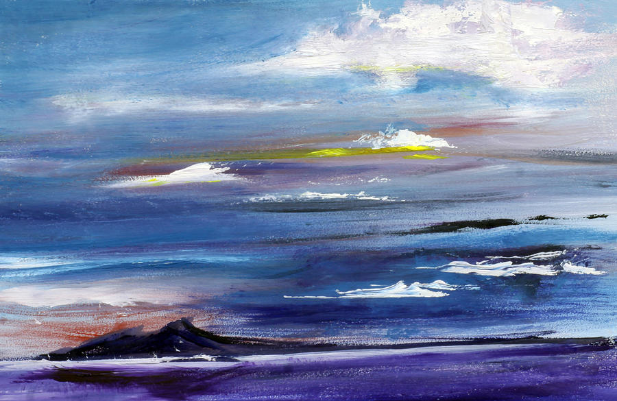 Cerulean Skies over the Great Salt Lake Painting by Nila Jane Autry