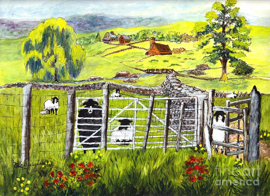 Cervinia Sheep Farm Painting by Carol Wisniewski