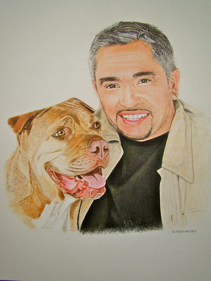 Cesar Drawing - Cesar and Daddy by Gary Fernandez