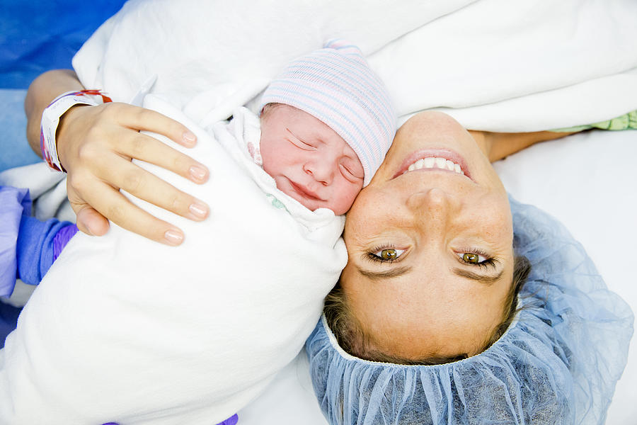 Cesarean Section C-Section Birth Mother and Newborn Photograph by Becon