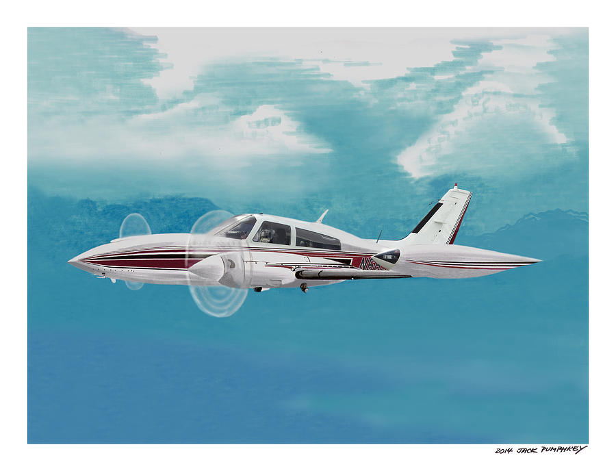 Cessna 310 Twin engine Painting by Jack Pumphrey