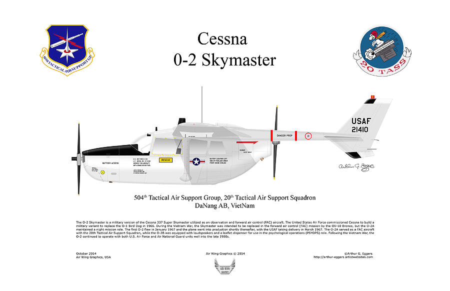 Cessna O-2 Skymaster Digital Art by Arthur Eggers