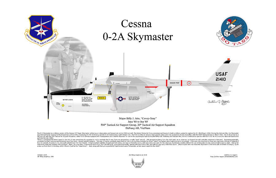 Cessna Digital Art - Cessna O-2A Skymaster by Arthur Eggers