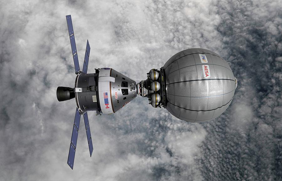 Cev Docked With Inflatable Space Habitat Photograph by Nasa/walter Myers/science Photo Library
