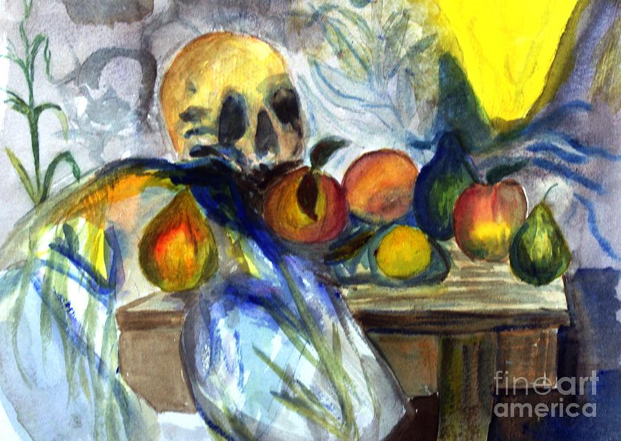 Cezanne Still Life with Skull Painting by Donna Walsh
