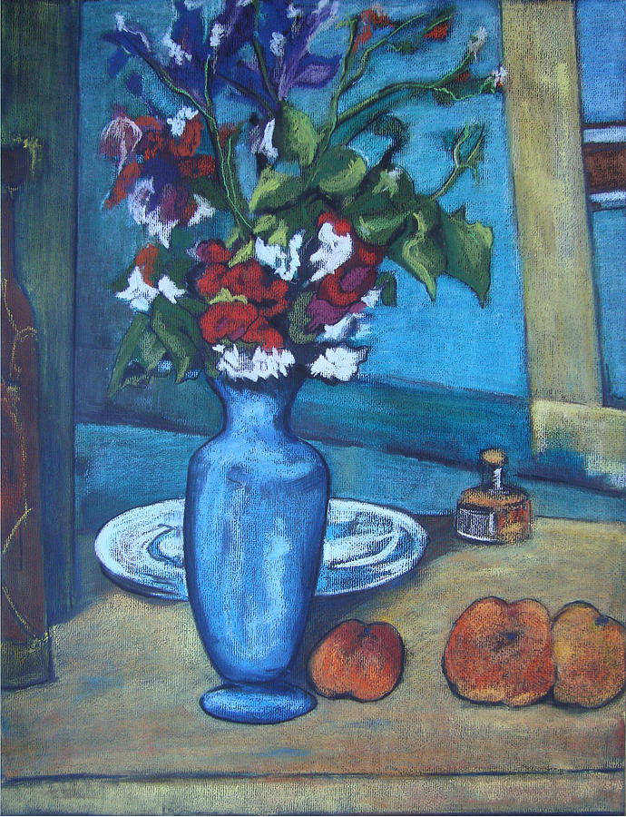 Cezannes Vase Pastel by Karen Coggeshall