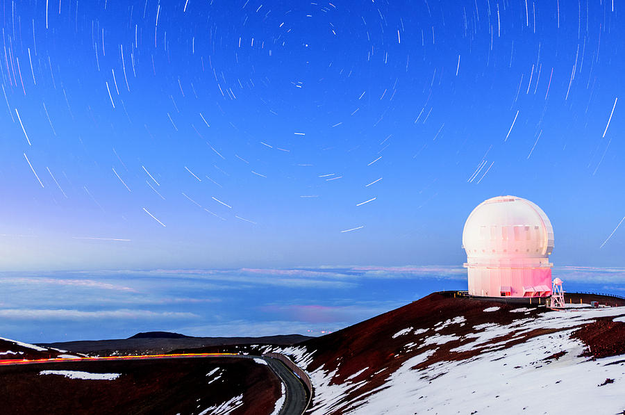 CFHT With Star Trails Around Polaris Photograph by Jason Chu