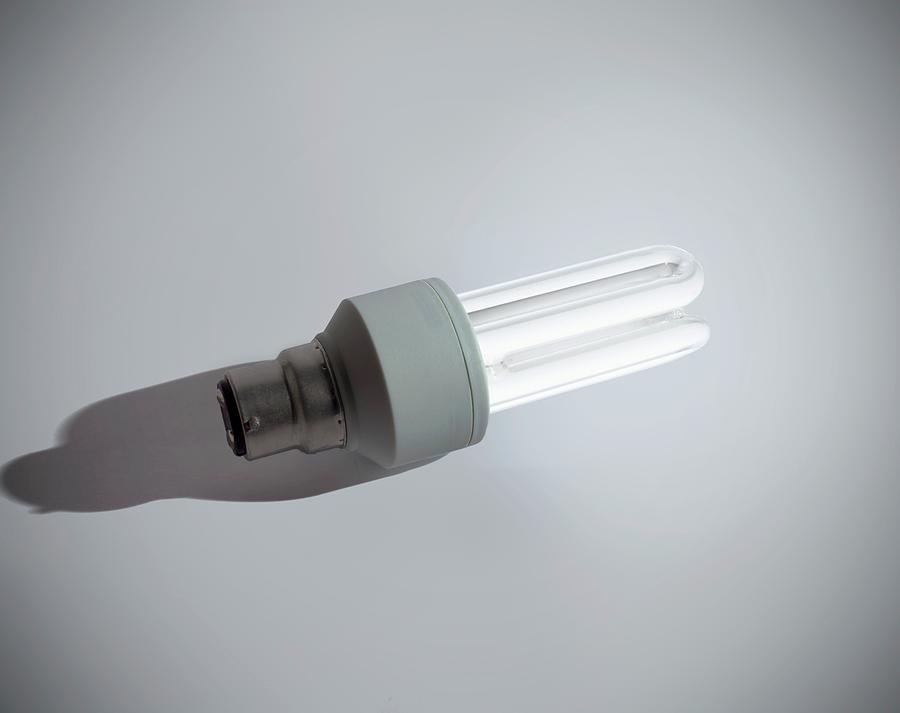Lamp Photograph - Cfl Energy Saving Bulb by Robert Brook