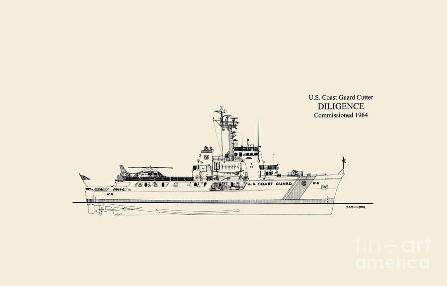 Boat Drawing - C G C  Diligence  by Jerry McElroy