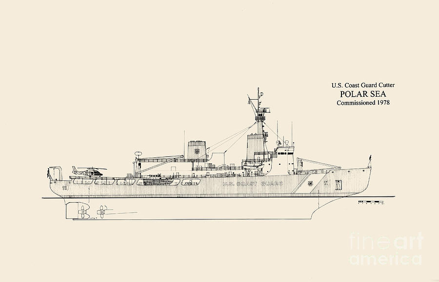 Boat Drawing - CGC Polar Sea by Jerry McElroy