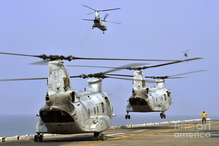 Ch-46e Sea Knight Helicopters Take Photograph by Stocktrek Images