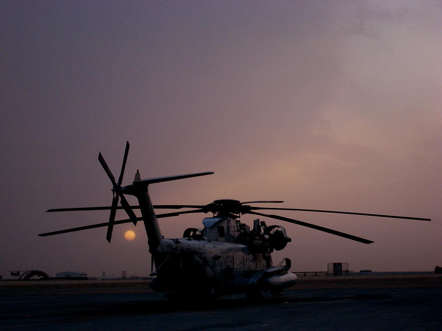 CH-53 at sunset in Afghanistan Photograph by Jetson Nguyen