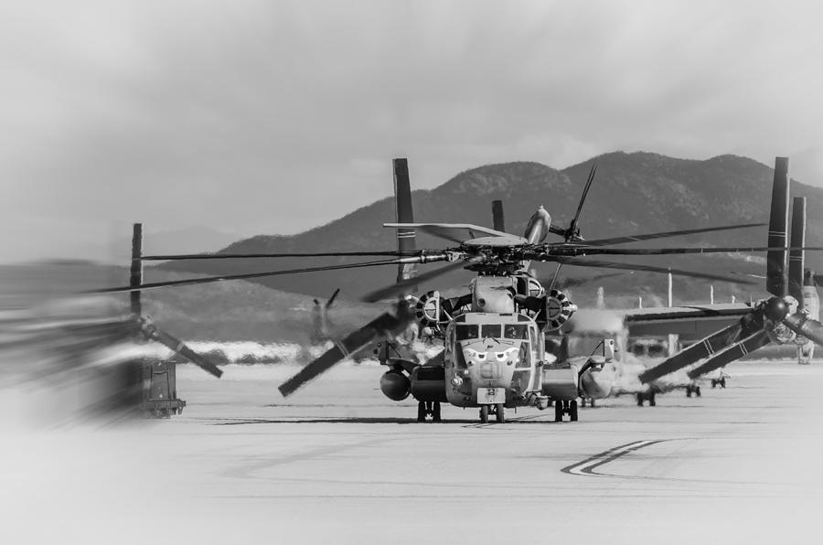 Black And White Photograph - CH-53 Super Stallion 02  by Susan McMenamin