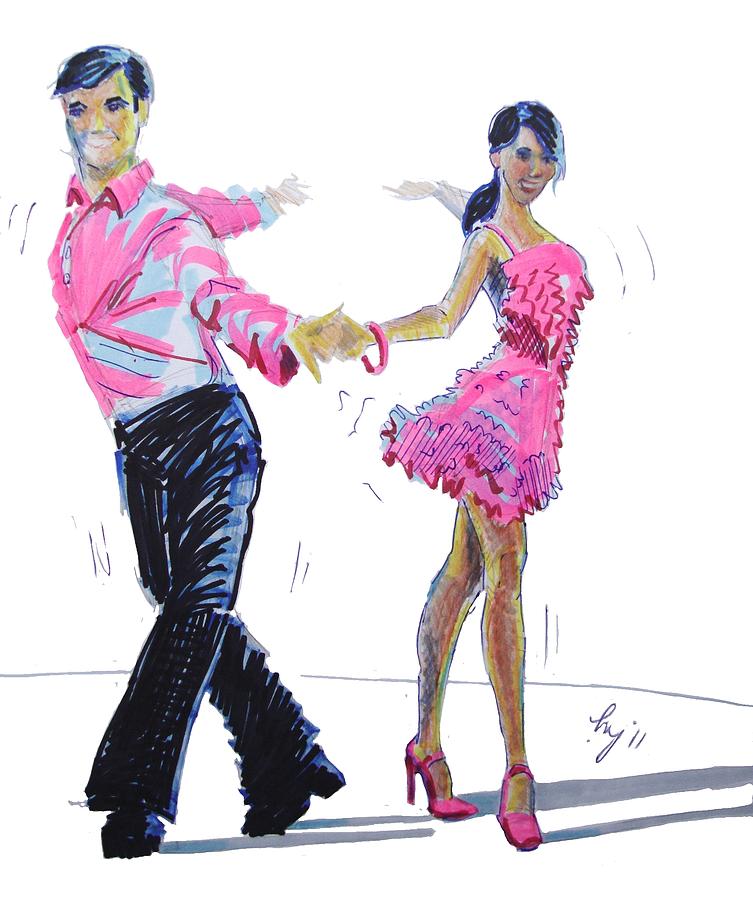 Cha Cha Dancers Drawing by Mike Jory