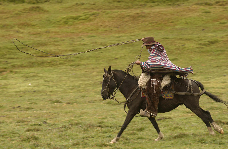 Chagra Riding His Horse In The Andes Photograph by Pete Oxford
