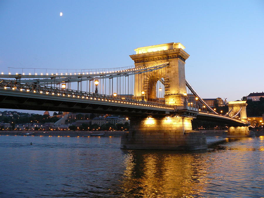 Chain Bridge At Dusk, Budapest, Hungary Photograph by Ilona Nagy