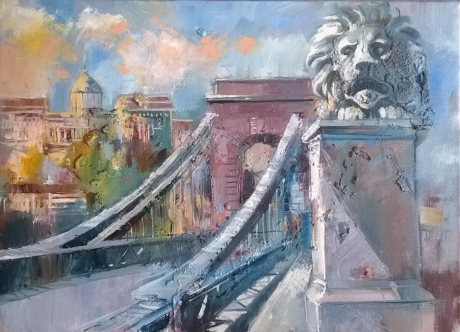 Chain bridge in Budapest Painting by Lorand Sipos