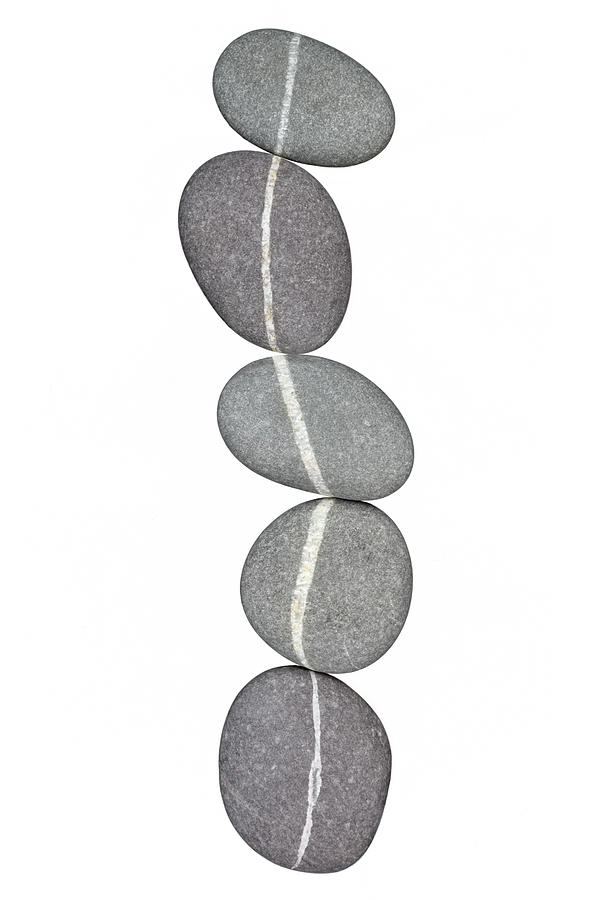 Chain Of Five Pebbles Linked By Quartz Photograph by Rosemary Calvert