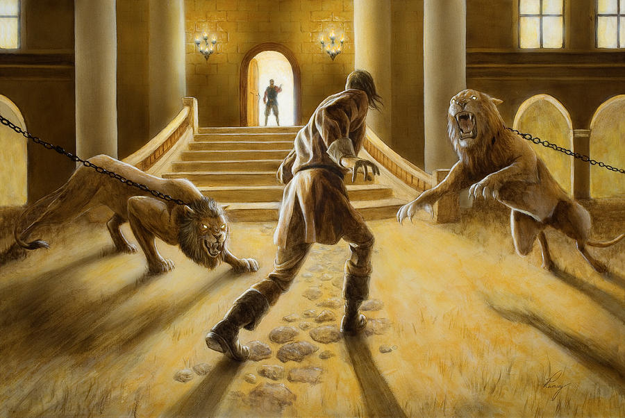 Lion Painting - Chained Lions by Douglas Ramsey