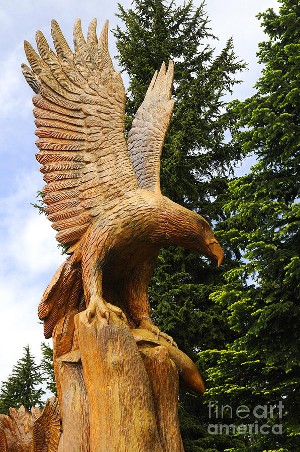 Chainsaw Carved Eagle Photograph by Brenda Kean